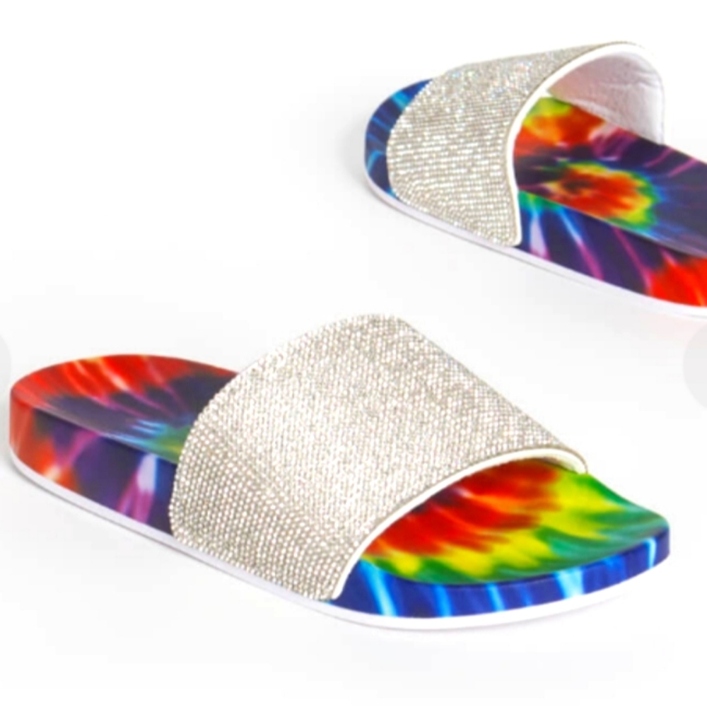 Tie dye slides ❤💙❤💙